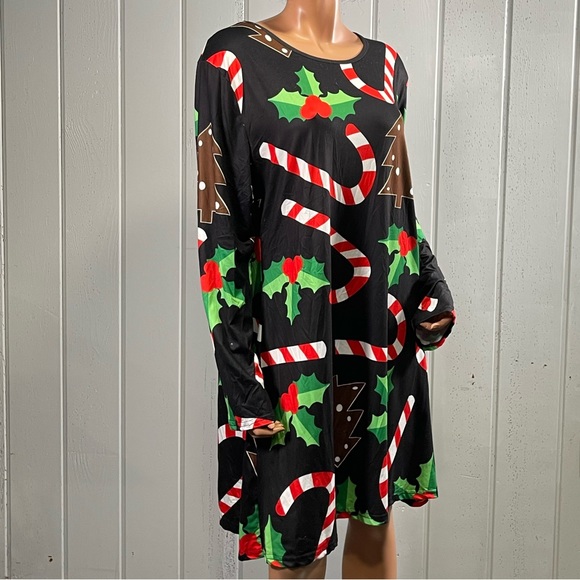 * For G & PL Women's Holiday Candy Cane Pattern Long Sleeve Tunic Dress Sz… - Picture 10 of 11